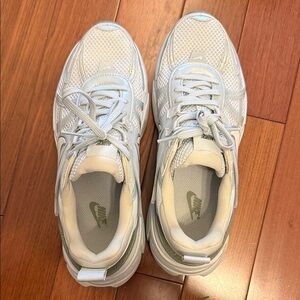 Nike V2K Light Gray and Olive Sneakers